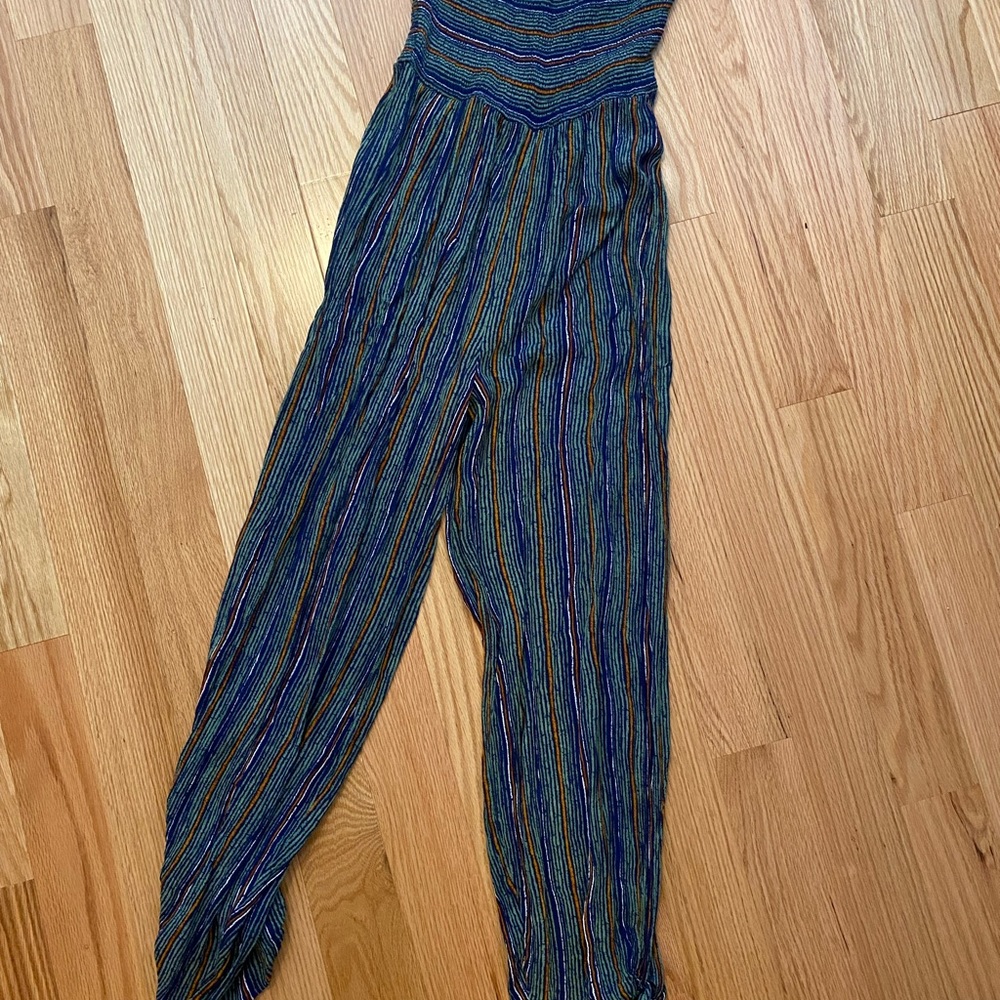 Urban Outfitters strapless multi-color jumpsuit